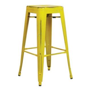 Office Star Bristow 30 in. Metal Barstool in Antique Yellow (Set of 2) BRW3030A2 AY