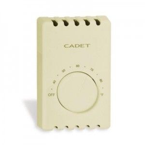 Cadet T410B A Thermostat, 22A Double Pole Heat Only Bimetal Wall Mount   Almond