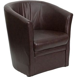 Flash Furniture Leather Barrel Shaped Guest Chair with Full Panel, Brown