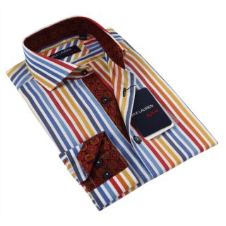 Max Lauren Mens Multicolor Stripe Long Sleeve Dress Shirt   16739833