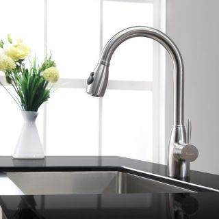 Kraus Kitchen Combo Set Stainless Steel Pull Out Gooseneck Faucet