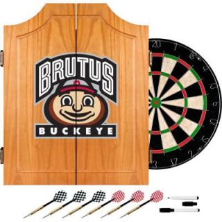 Trademark Ohio State University Brutus Buckeye Wood Finish Dart Cabinet Set LRG7000 OSU BRUT