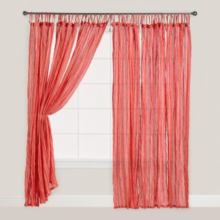 Red Crinkle Voile Cotton Curtains, Set of 2