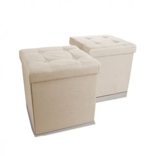 Microfiber Folding Storage Ottoman 2 pack with 1 Divider   7798247