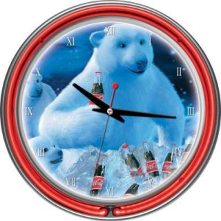 Trademark Global 14 in. Coca Cola Polar Bears with Coke Bottle & Cubs Neon Wall Clock coke 1400 PB4