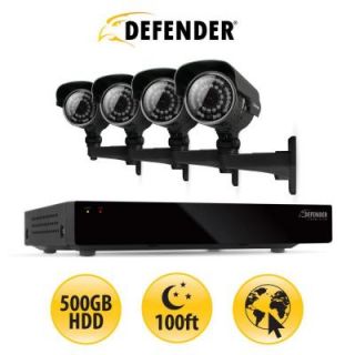 Defender 8 Channel 500GB HDD Surveillance System with (4) 600 TVL Cameras and 100 ft. of Night Vision 21024