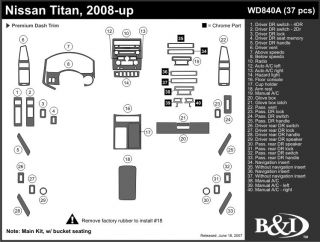 2008 2015 Nissan Titan Wood Dash Kits   B&I WD840A DCF   B&I Dash Kits