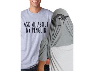 Ask Me About My Penguin Flip Up T Shirt Funny Penguins Tee Costume Shirt M 