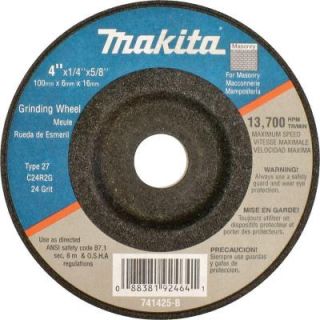 Makita 4 in. x 5/8 in. x 1/4 in. 24 Grit Grinding Wheel (25 Pack) 741425 B 25