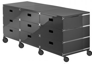 Plus Unit Storage   9 drawers   On wheels Grey   with wheels by Magis